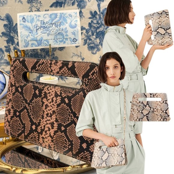 🆕 OROTON 🧿 NWOT Stella Texture Large Clutch, Sand Texture - Picture 1 of 16